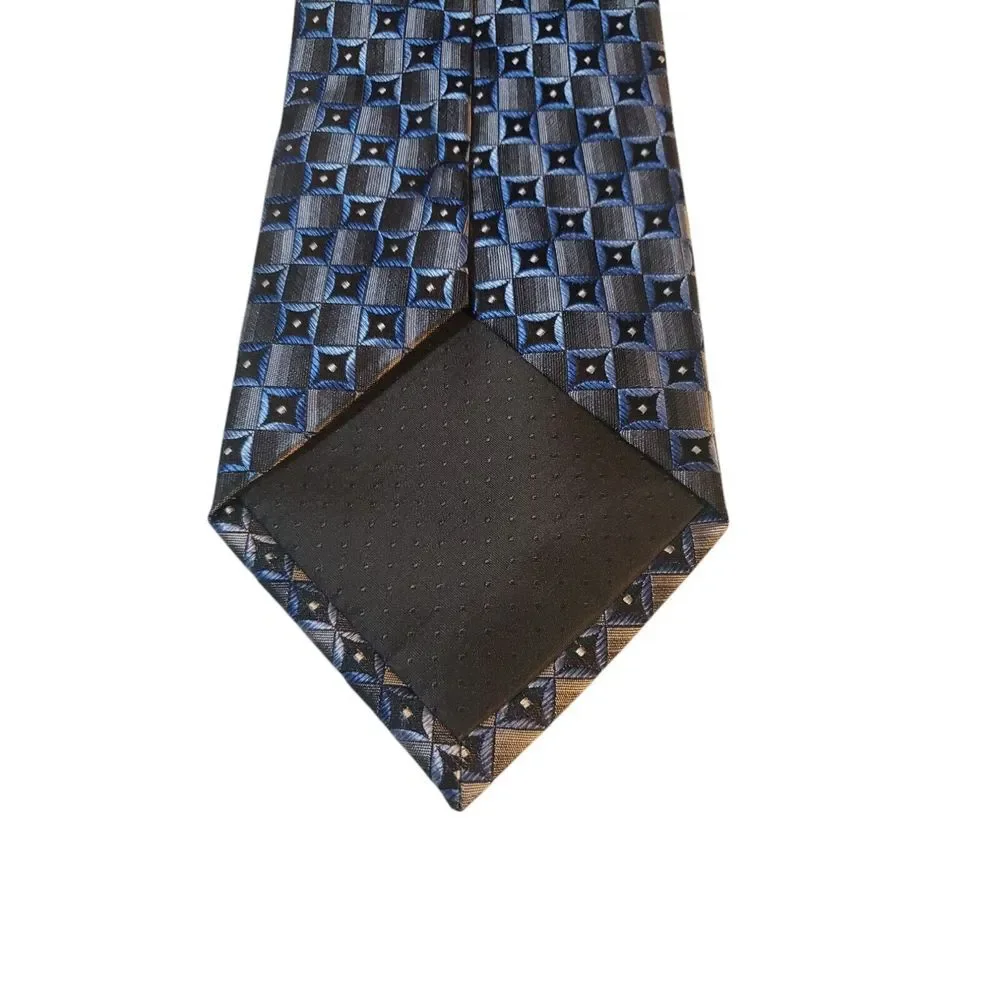 Joseph & Feiss Mens‎ Tie Necktie Designer Luxury Silver Blue Black Geometric